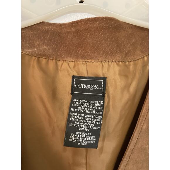 Outbrook Vintage 70's Suede Vest Real Leather Western Camel Brown XL - Picture 4 of 5